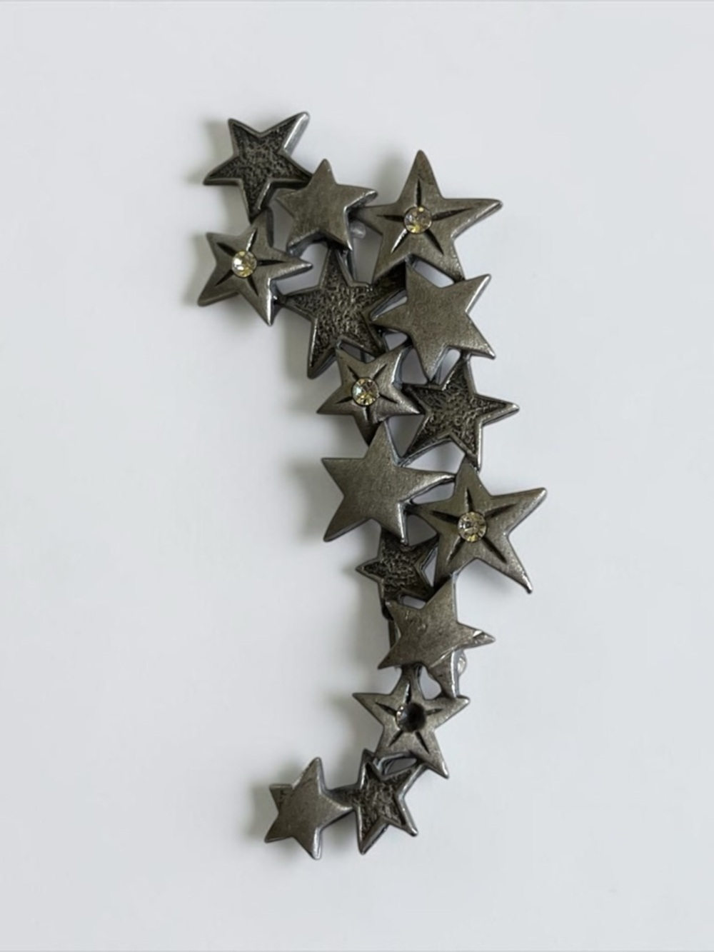 JJ Jonette Vintage Pewter Star Cluster Brooch CC